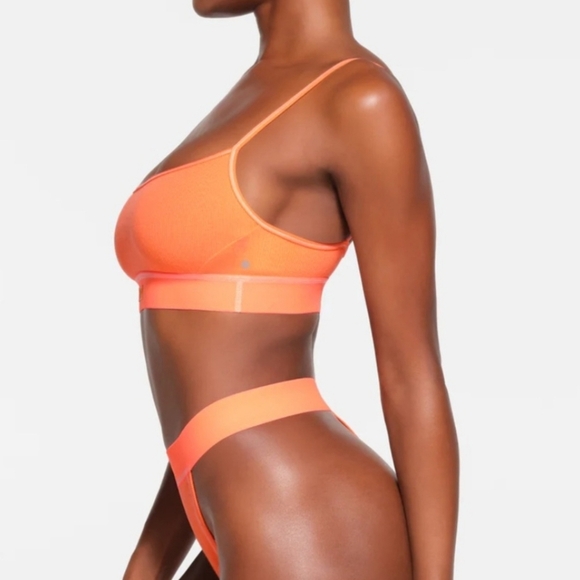 Skims Cotton Rib Scoop Wireless Bralette Bra Apricot Orange 3X - Picture 3 of 7